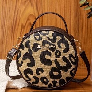 Leopard print round crossbody